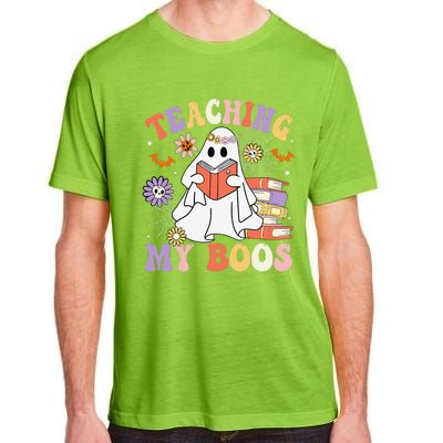 Halloween Teacher Ghost Books Reading Book Teaching My Boos Adult ChromaSoft Performance T-Shirt