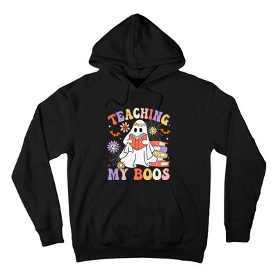 Halloween Teacher Ghost Books Reading Book Teaching My Boos Hoodie