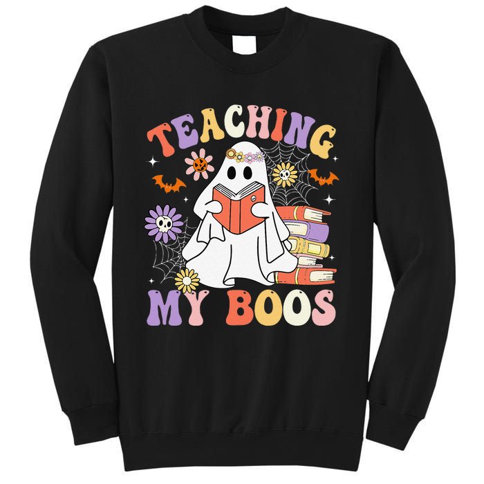 Halloween Teacher Ghost Books Reading Book Teaching My Boos Sweatshirt