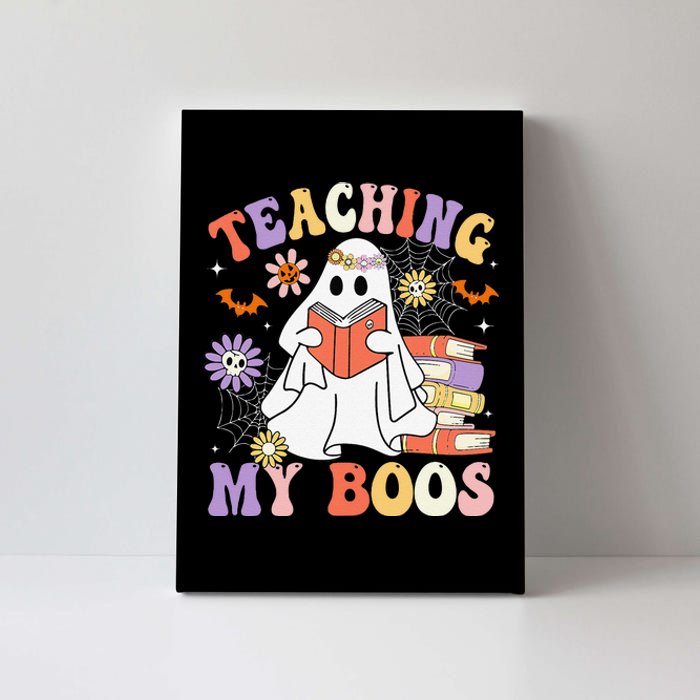 Halloween Teacher Ghost Books Reading Book Teaching My Boos Canvas