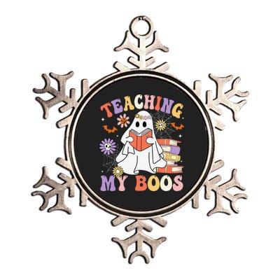 Halloween Teacher Ghost Books Reading Book Teaching My Boos Metallic Star Ornament