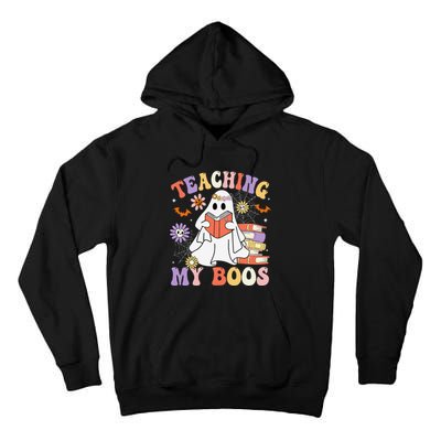 Halloween Teacher Ghost Books Reading Book Teaching My Boos Tall Hoodie