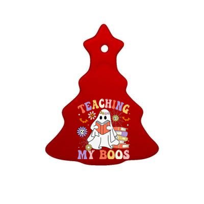 Halloween Teacher Ghost Books Reading Book Teaching My Boos Ceramic Tree Ornament