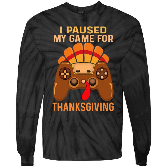 Happy Thanksgiving Gaming Fall Turkey Gamer Tie-Dye Long Sleeve Shirt