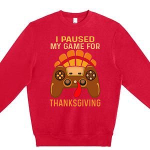 Happy Thanksgiving Gaming Fall Turkey Gamer Premium Crewneck Sweatshirt