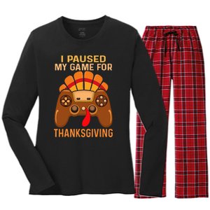 Happy Thanksgiving gaming fall Turkey gamer Women's Long Sleeve Flannel Pajama Set 