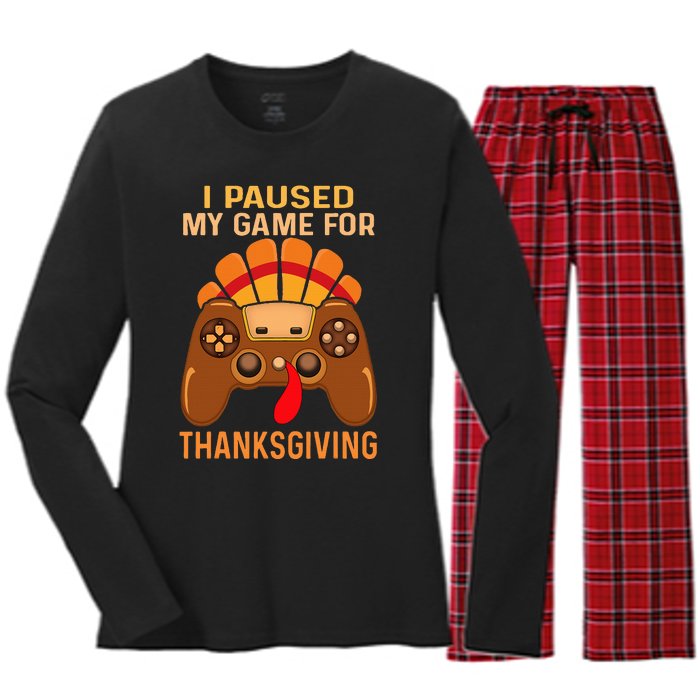 Happy Thanksgiving gaming fall Turkey gamer Women's Long Sleeve Flannel Pajama Set 