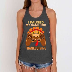 Happy Thanksgiving gaming fall Turkey gamer Women's Knotted Racerback Tank