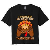 Happy Thanksgiving gaming fall Turkey gamer Women's Crop Top Tee