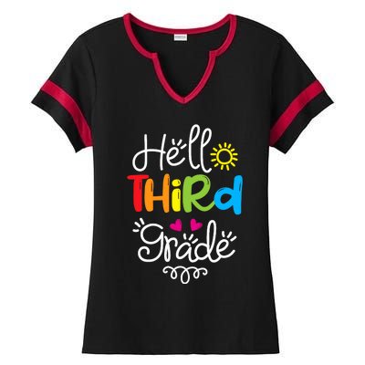 Hello Third Grade Fun 3rd Grade Back to School Gift Ladies Halftime Notch Neck Tee