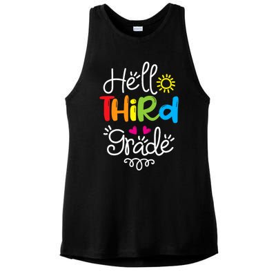 Hello Third Grade Fun 3rd Grade Back to School Gift Ladies PosiCharge Tri-Blend Wicking Tank