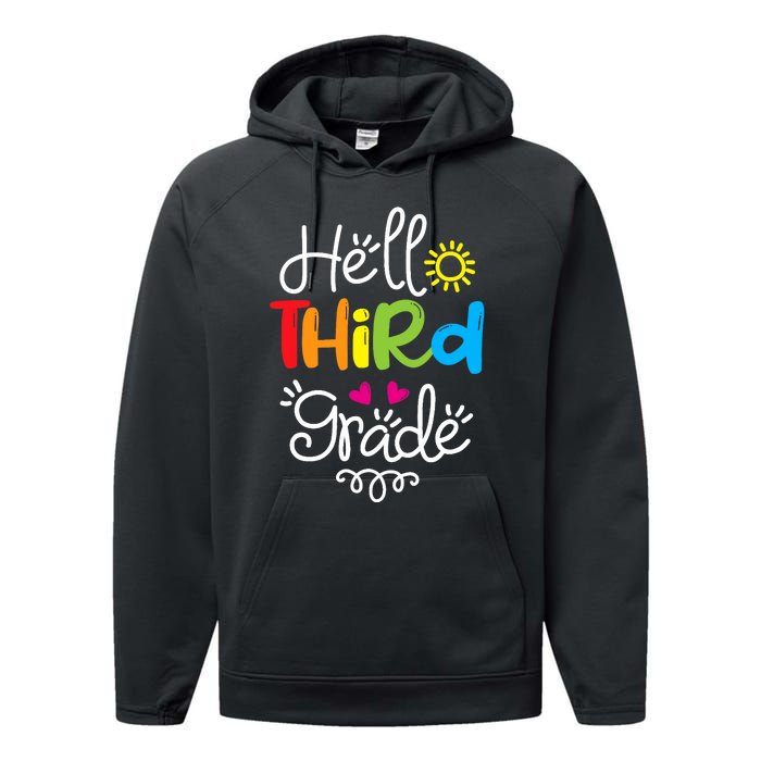 Hello Third Grade Fun 3rd Grade Back to School Gift Performance Fleece Hoodie