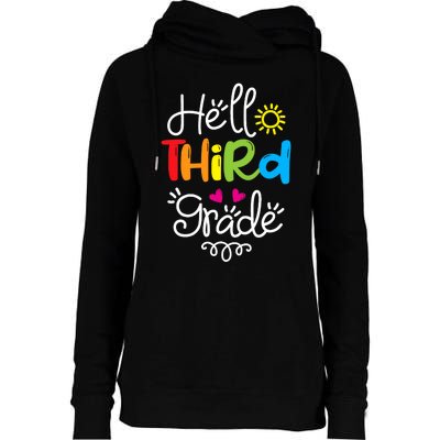 Hello Third Grade Fun 3rd Grade Back to School Gift Womens Funnel Neck Pullover Hood