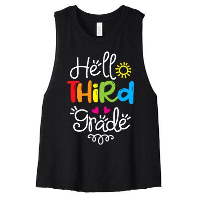 Hello Third Grade Fun 3rd Grade Back to School Gift Women's Racerback Cropped Tank