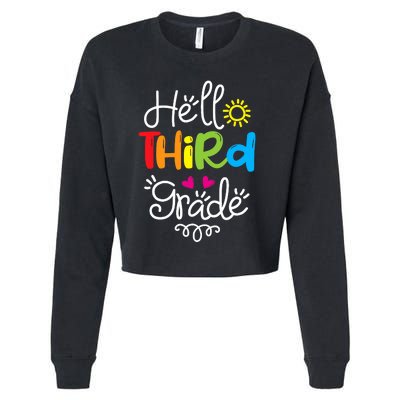 Hello Third Grade Fun 3rd Grade Back to School Gift Cropped Pullover Crew