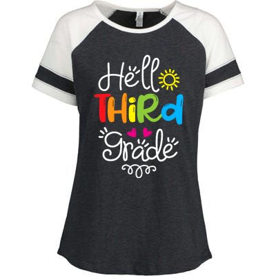 Hello Third Grade Fun 3rd Grade Back to School Gift Enza Ladies Jersey Colorblock Tee