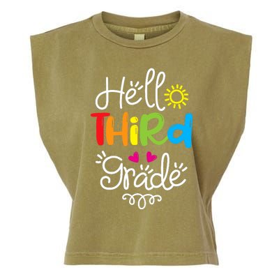 Hello Third Grade Fun 3rd Grade Back to School Gift Garment-Dyed Women's Muscle Tee