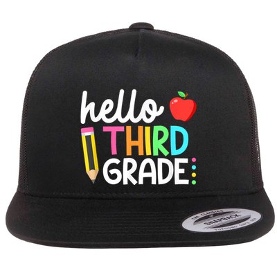 Hello Third Grade Team 3rd Grade Back To School Teacher Flat Bill Trucker Hat