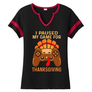 Happy Thanksgiving gaming fall Turkey gamer Ladies Halftime Notch Neck Tee