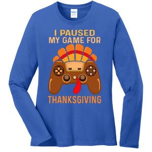 Happy Thanksgiving gaming fall Turkey gamer Ladies Long Sleeve Shirt