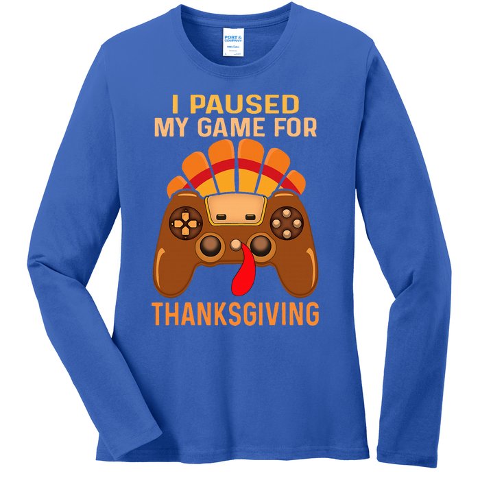 Happy Thanksgiving gaming fall Turkey gamer Ladies Long Sleeve Shirt