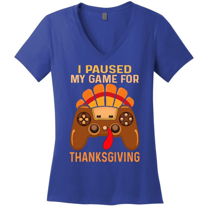 Happy Thanksgiving gaming fall Turkey gamer Women's V-Neck T-Shirt