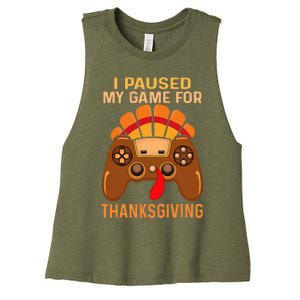 Happy Thanksgiving gaming fall Turkey gamer Women's Racerback Cropped Tank