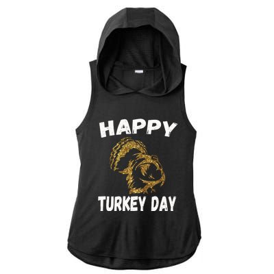 Happy Thanksgiving Great Gold Turkey Pilgrim Day Gift Ladies PosiCharge Tri-Blend Wicking Draft Hoodie Tank