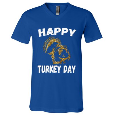 Happy Thanksgiving Great Gold Turkey Pilgrim Day Gift V-Neck T-Shirt