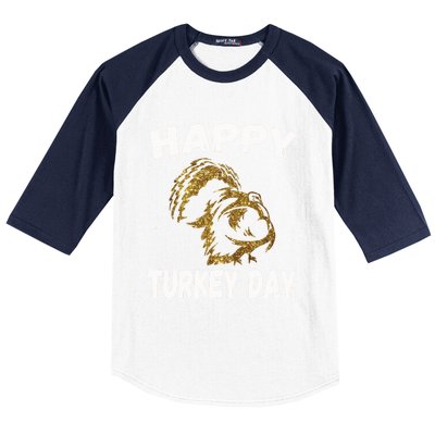 Happy Thanksgiving Great Gold Turkey Pilgrim Day Gift Baseball Sleeve Shirt