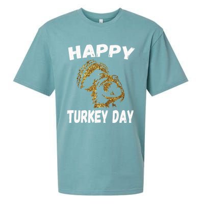 Happy Thanksgiving Great Gold Turkey Pilgrim Day Gift Sueded Cloud Jersey T-Shirt