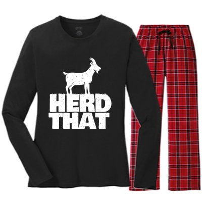 Herd That Goat Farm Animal Lover Rancher Farmer Farming Women's Long Sleeve Flannel Pajama Set 