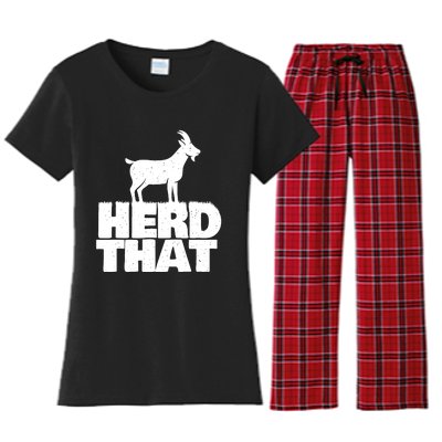 Herd That Goat Farm Animal Lover Rancher Farmer Farming Women's Flannel Pajama Set