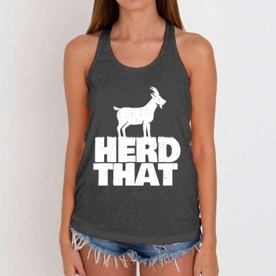 Herd That Goat Farm Animal Lover Rancher Farmer Farming Women's Knotted Racerback Tank