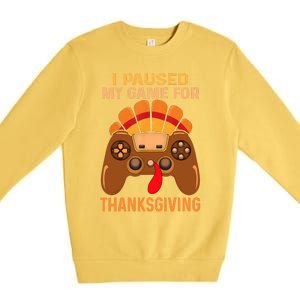 Happy Thanksgiving Gaming Fall Turkey Gamer Premium Crewneck Sweatshirt