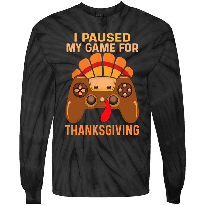 Happy Thanksgiving Gaming Fall Turkey Gamer Tie-Dye Long Sleeve Shirt