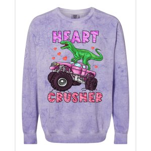 Heart Tmeaningful Giftrex Crusher Dinosaur Valentines Day Gift Colorblast Crewneck Sweatshirt