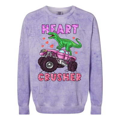 Heart Tmeaningful Giftrex Crusher Dinosaur Valentines Day Gift Colorblast Crewneck Sweatshirt