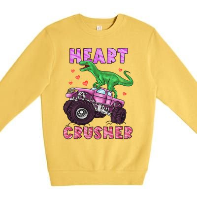 Heart Tmeaningful Giftrex Crusher Dinosaur Valentines Day Gift Premium Crewneck Sweatshirt