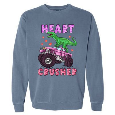 Heart Tmeaningful Giftrex Crusher Dinosaur Valentines Day Gift Garment-Dyed Sweatshirt