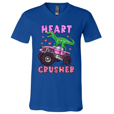 Heart Tmeaningful Giftrex Crusher Dinosaur Valentines Day Gift V-Neck T-Shirt