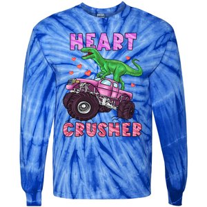 Heart Tmeaningful Giftrex Crusher Dinosaur Valentines Day Gift Tie-Dye Long Sleeve Shirt