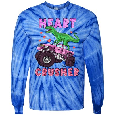 Heart Tmeaningful Giftrex Crusher Dinosaur Valentines Day Gift Tie-Dye Long Sleeve Shirt