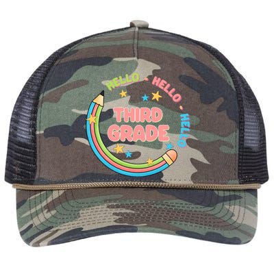 Hello Third Grade Retro Rope Trucker Hat Cap