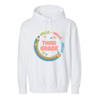 Hello Third Grade Garment-Dyed Fleece Hoodie