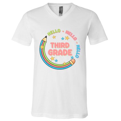 Hello Third Grade V-Neck T-Shirt