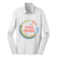 Hello Third Grade Silk Touch Performance Long Sleeve Polo