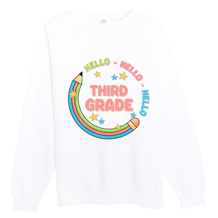 Hello Third Grade Premium Crewneck Sweatshirt