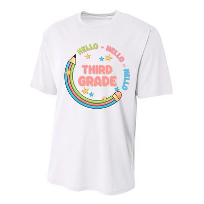 Hello Third Grade Performance Sprint T-Shirt