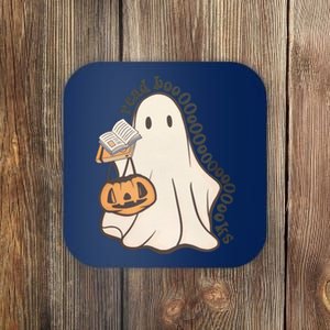 Halloween Teacher Ghost Reading Spooky Season Coaster